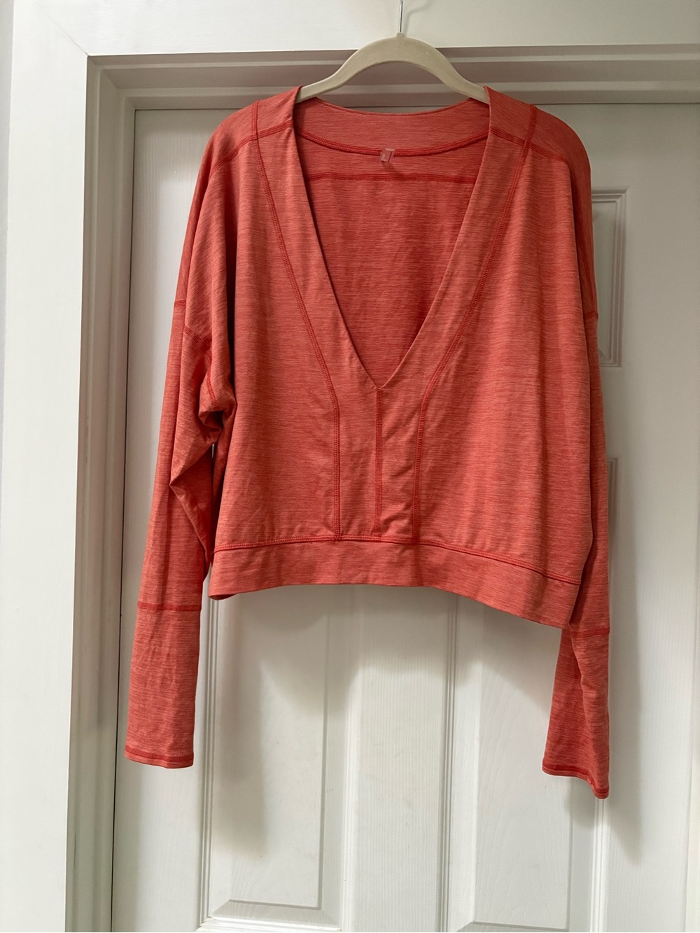 FP Movement by Free People Heathered Coral V-Neck Long Sleeve Tee